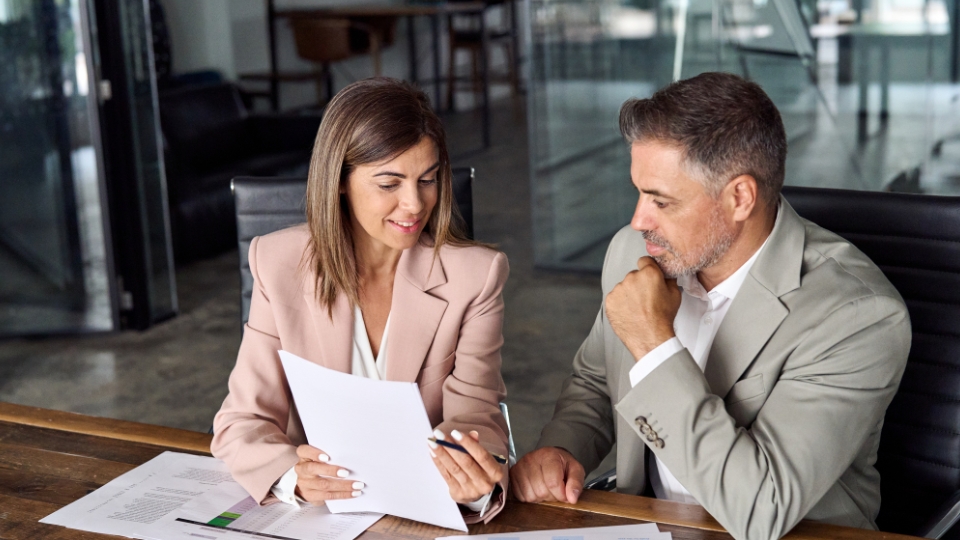 male and female having a discussion
