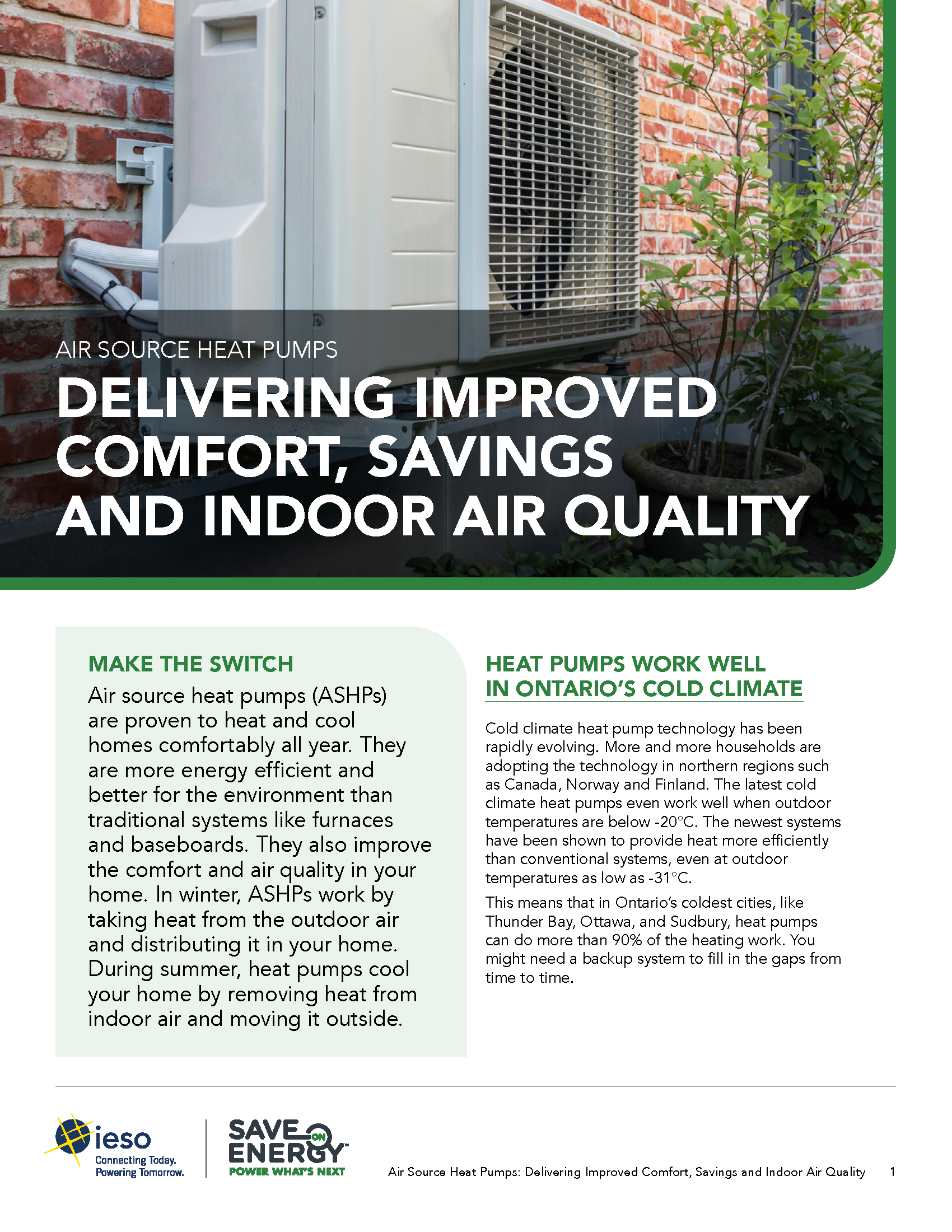 Air Source Heat Pumps Delivering Improved Comfort, Savings and Indoor Quality guide cover
